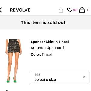 Amanda Uprichard Spenser Skirt in Tinsel XS NWT